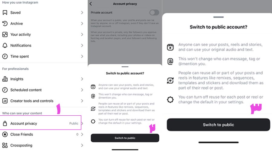 تبدیل اکانت پرایوت به اکانت عمومی