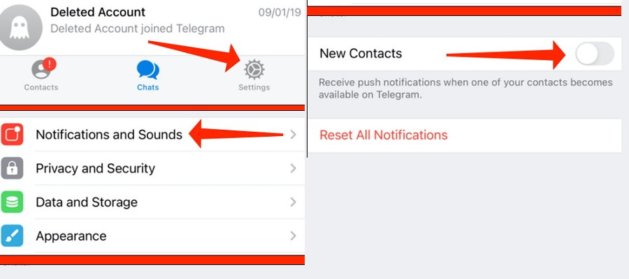 آموزش غیر فعال کردن اعلان جوین شدن مخاطبین به تلگرام 