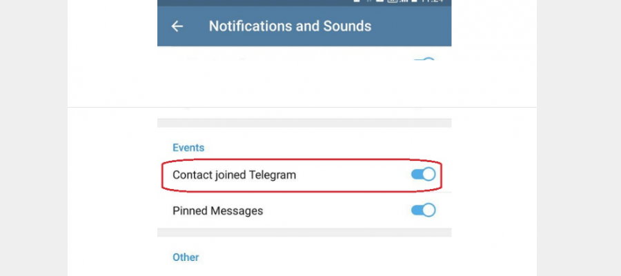 عدم نمایش پیام جوین شدن در تلگرام با دکمه contact joined telegram