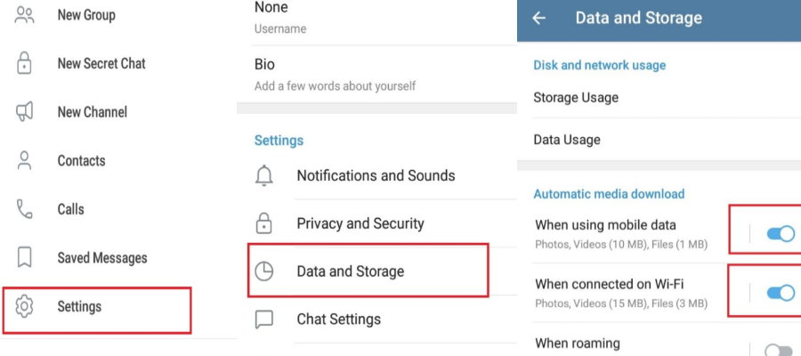 غیرفعال کردن دانلود خودکار تلگرام